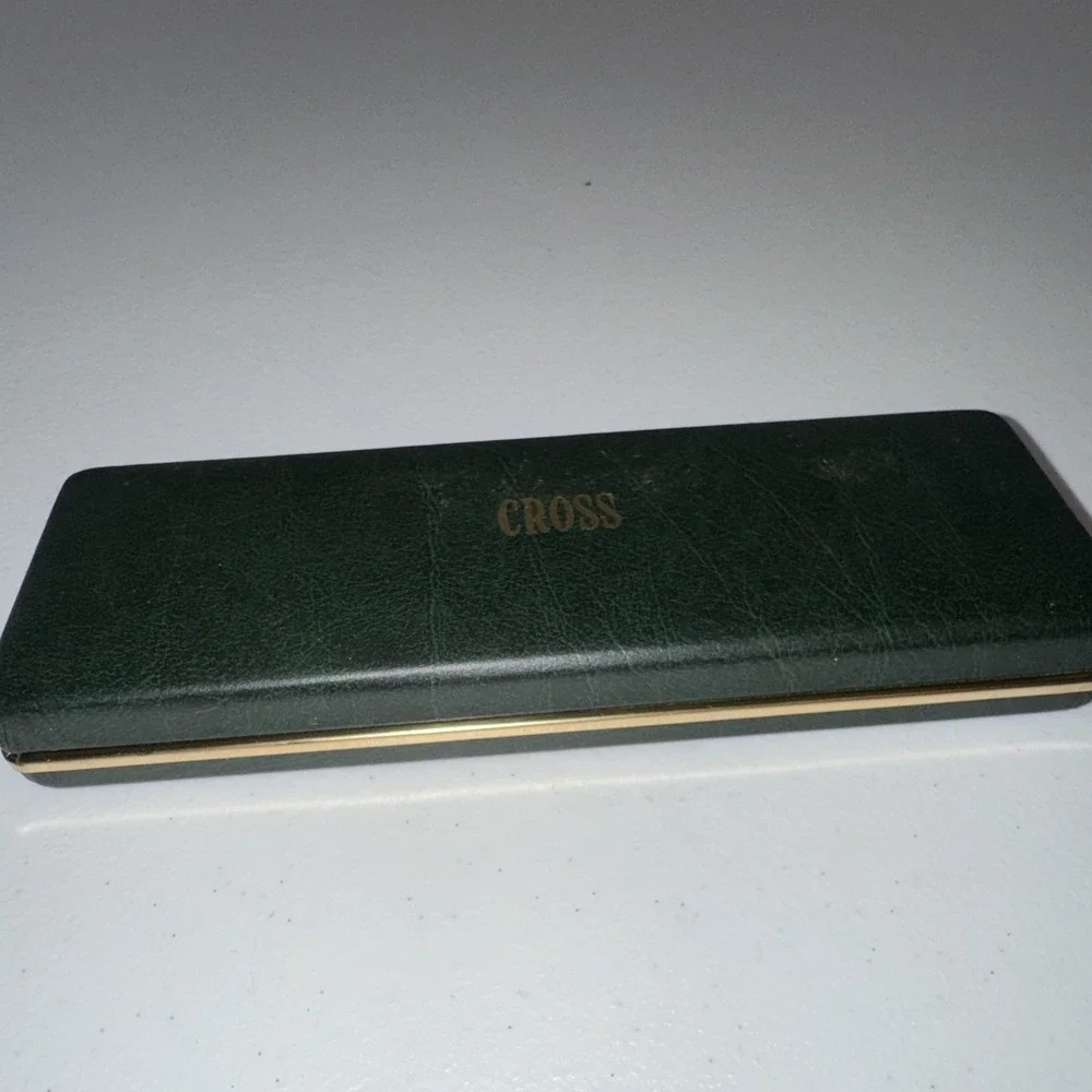Cross Metal Ballpoint Pen Gold Trim w/ Green Case 10k gold filled